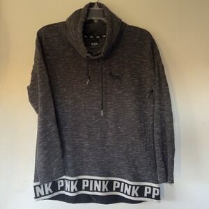 Victoria's Secret Pink Cowl Neck Pullover Black Grey XS Long Sleeve Light Weight